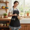 Flirty Vintage Bow Lace Apron Adjustable with Pockets Florist Apron Stain Resistant Polyester Gardening Work Uniform BBQ