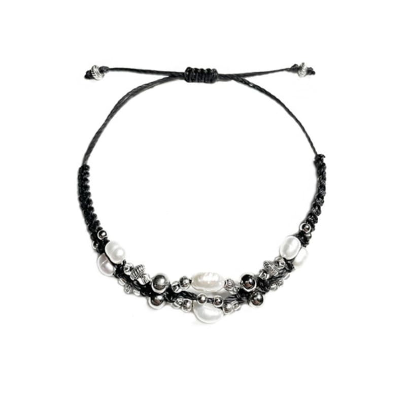 Dazzling Club MACRAME PEARL BRACELET (Gray)