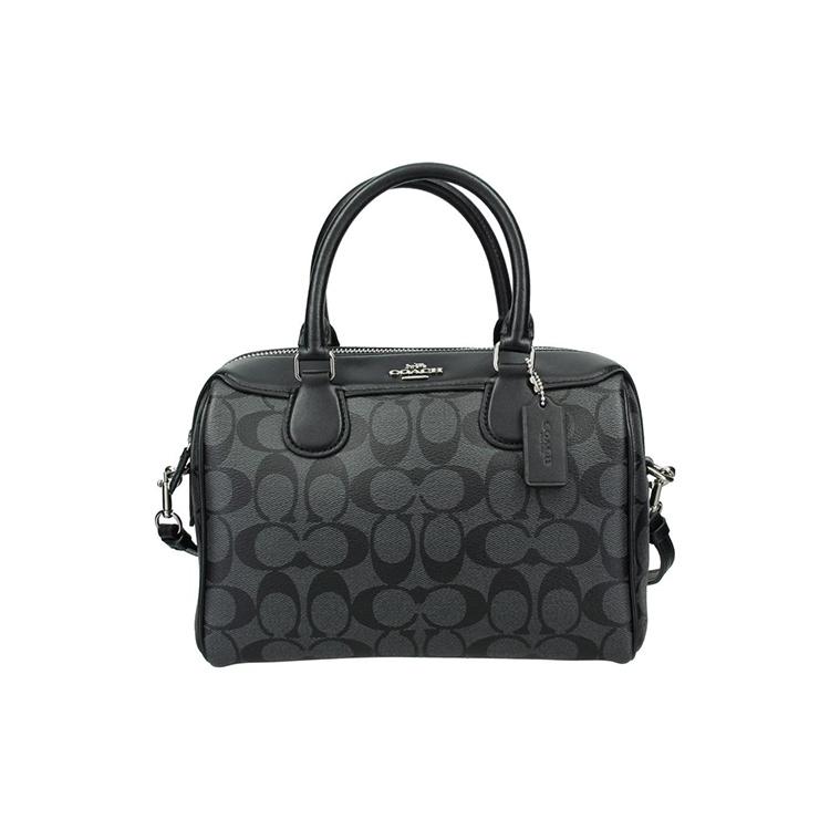 New COACH Bennett With Leather Boston Bag, Shoulder Bag, Crossbody Bag, Handbag Medium Size Women's Black 32203-SVDK6