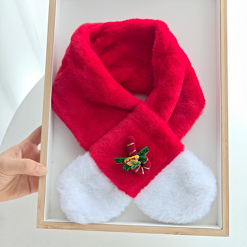 Kids' Red Knit Scarf: Winter Plush Neck Warmer
