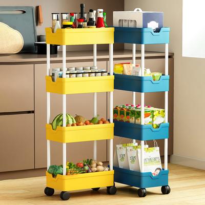 Storage Shelf  with 360-Degree Wheels Versatile 4-Tier Rolling Cart Space-Saving Removable Multi-Tier Shelf