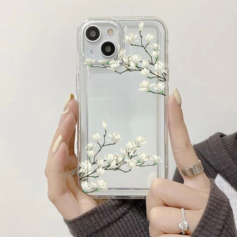 Ins Wind Magnolia Flower Suitable for Iphone17promax Mobile Phone Case 14pro Apple 16/13 Soft Case 15