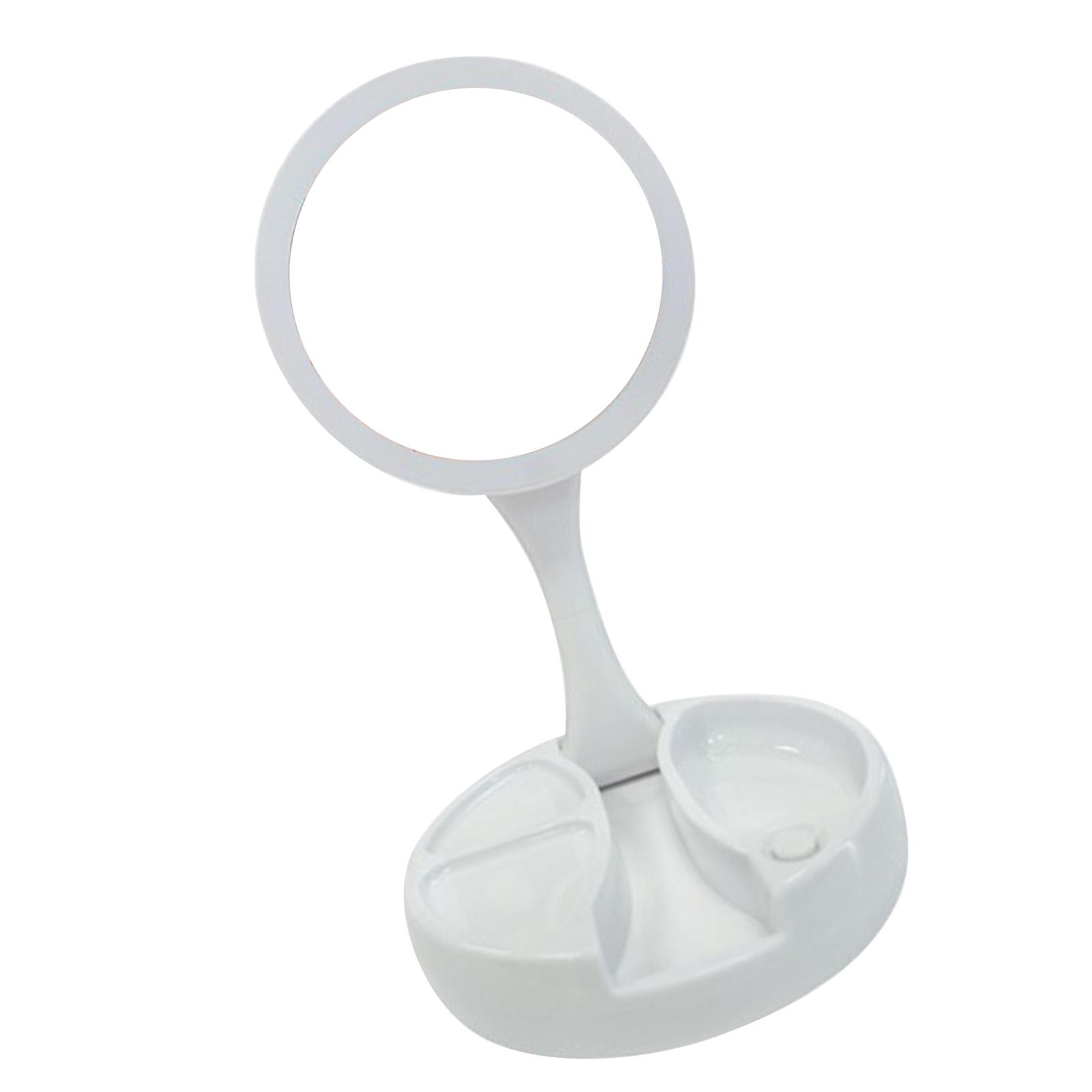 

Двустороннее зеркало для макияжа со светодиодной подсветкой, складное, регулируемое, косметическое, настольное, с возможностью зарядки аккумулятора