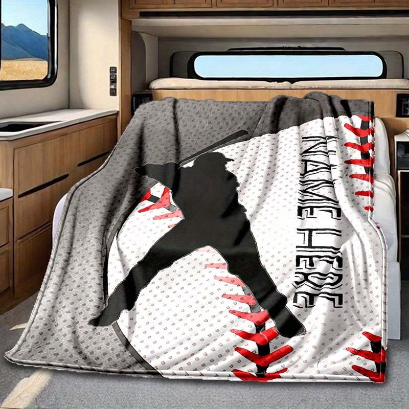 Baseball Player Rv Customize Your Name Blanket Is Suitable For Rv Camping Traveling Rv Home Soft And Warm Rv Interior Blanket Suitable For Gifts To