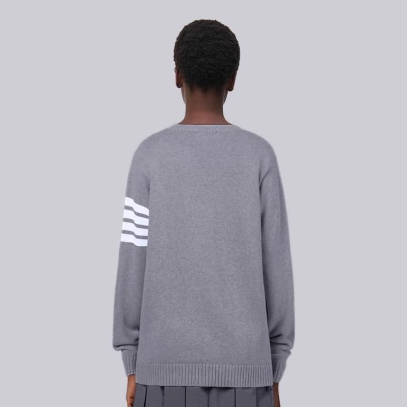 TB Knitted Sweater Unisex Autumn/Winter New Collection Solid Color Four Bar Long Sleeve Round Neck Sweater Fashionable and Simple