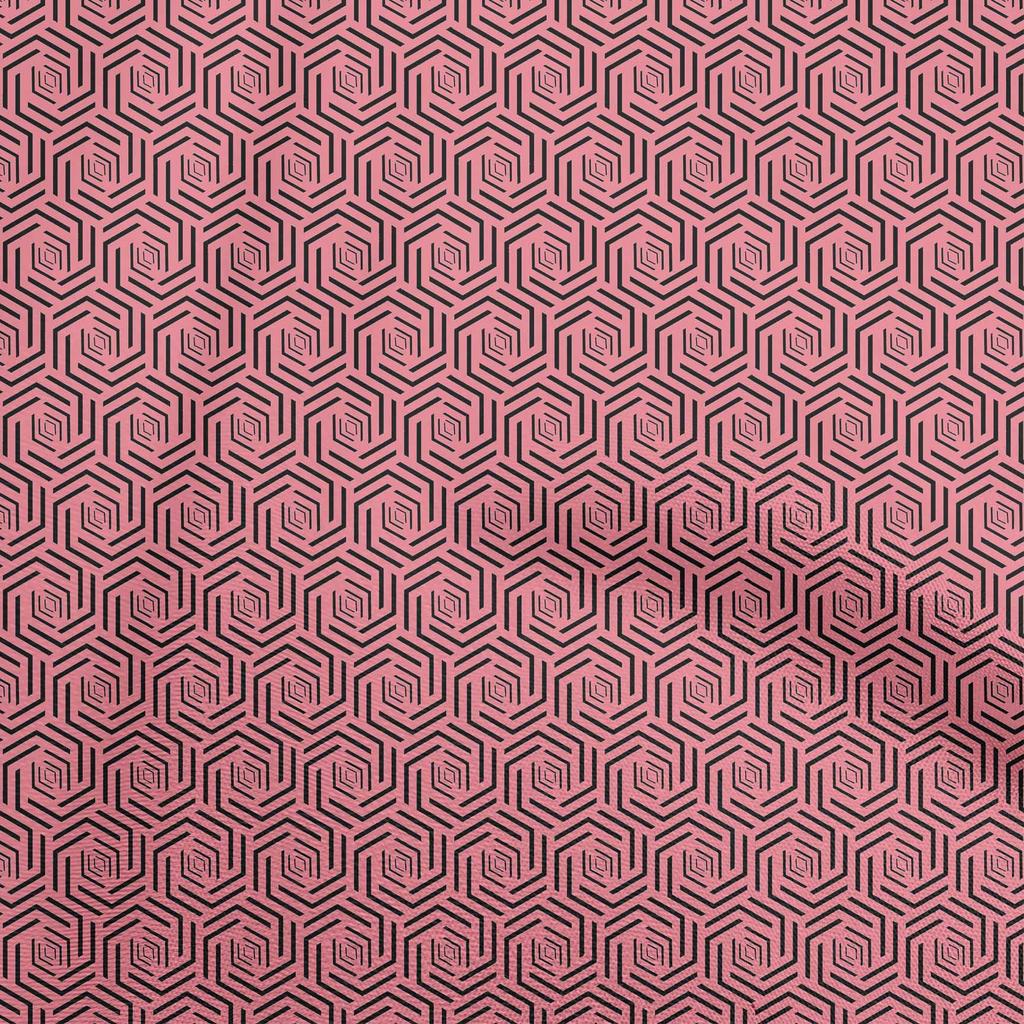 oneOone Cotton Flex Light Pink Fabric Geometric Lines Heptagon Sewing Craft Projects Fabric Prints By Yard 40 Inch