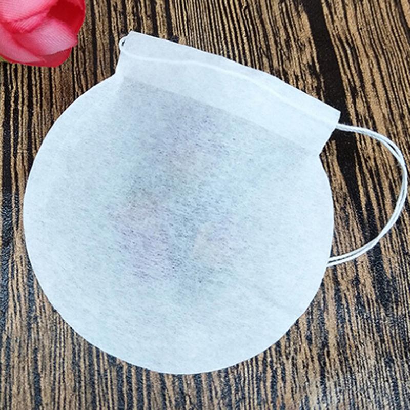 100Pcs White Round Tea Bags Empty Filter Paper Teabags With String For Herb Tea