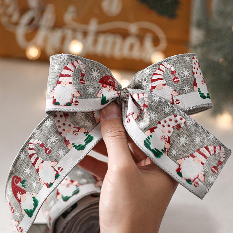 5m Flax-Like Hemming Band Santa Claus Ribbon Decorative Craft Ribbon Santa Claus Craft Tape