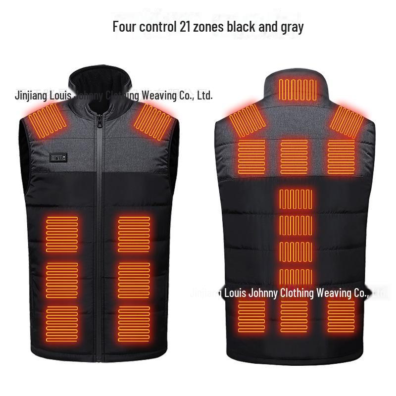 Vestă încălzită USB cu control dublu cu 17 zone - stil cuplu, temperatură constantă
