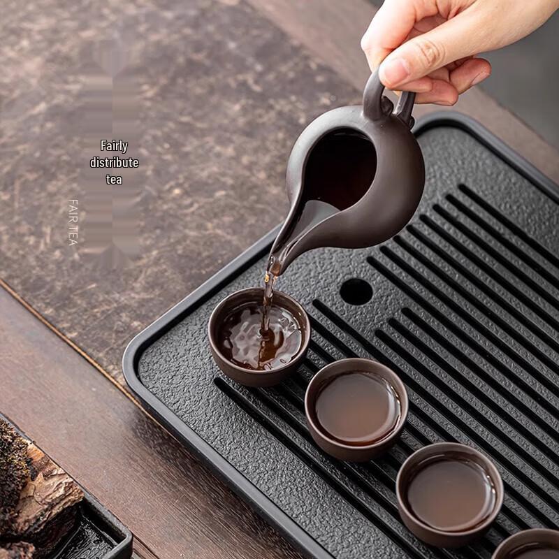 Gong He Jing Pin 9-Piece Zisha Ceramic Tea Set with Dual-Use Tray