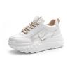 Soft leather thick-soled popular dad shoes women's height increased by 5cm spring and autumn mesh breathable sports casual white shoes
