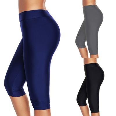 Flat Angle 7-point Knee Length Pants Sports  Swimming Trunks Sunscreen Swimsuit Women