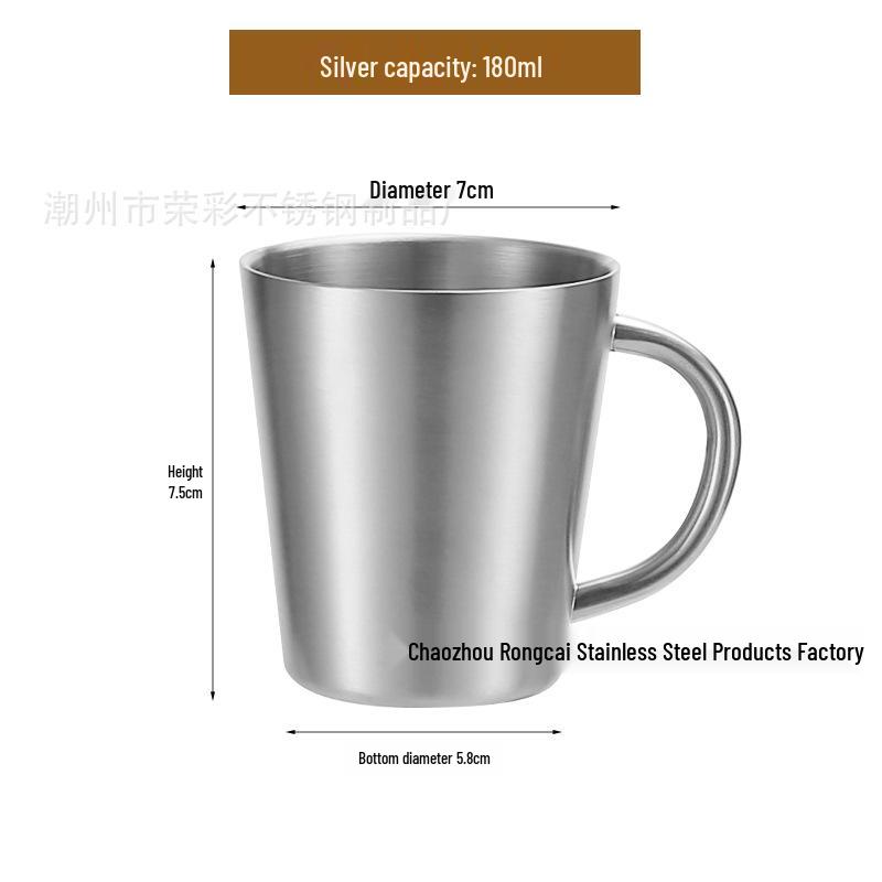 Korean-Style 304 Stainless Steel Double Wall Insulated Mug with Handle 180ml