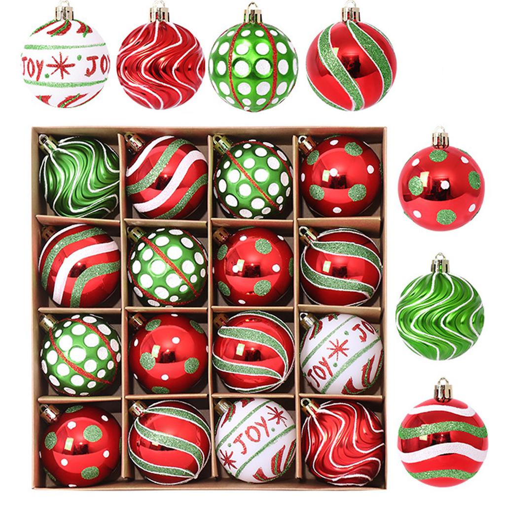 Plastic Painted Christmas Ball Ornaments Set for Tree Hanging Decor