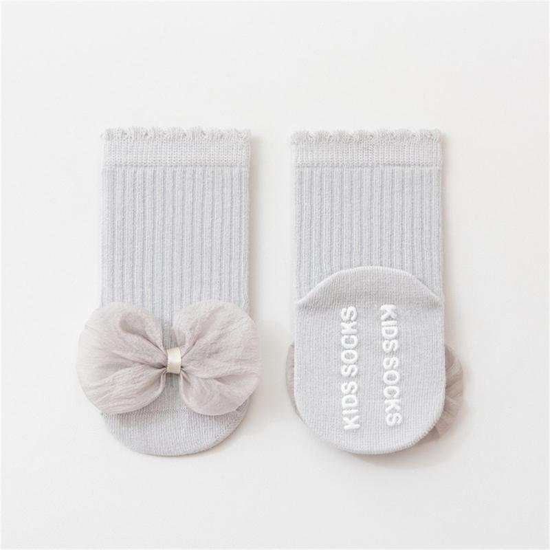 Children Socks with  Not  Slip Bottom & Lace Bowknot Toddler Safety Socks Smooth Stitching Socks for 1 to 5 Years
