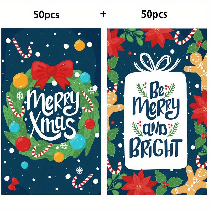 100pcs Vintage-Inspired Greeting Cards Set - Red/Green, Perfect for Gift Wrapping & Holiday Decorations