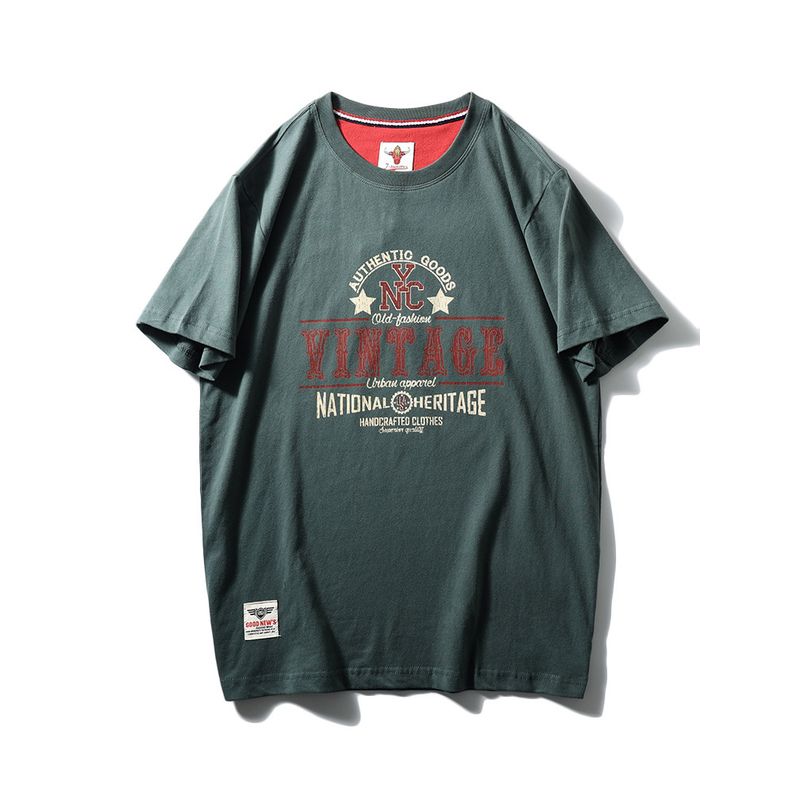 American Retro Niche Pure Cotton Trendy Brand Letter Print Short-Sleeve T-Shirt for Men, Summer Export Men's Clothing, All-Cotton Tee Shirt