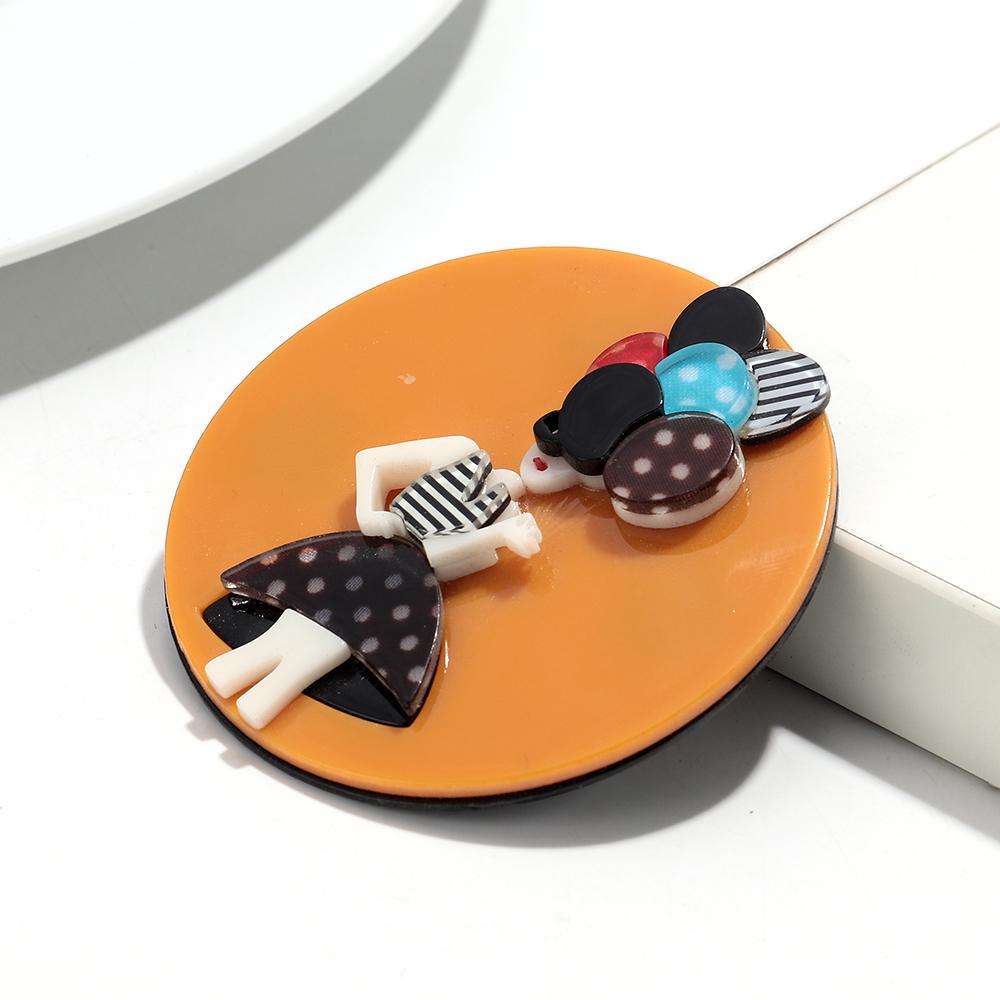 Neue moderne runde Acryl-Broschen für Damen, Mode, Hut, Mädchenfigur, Abzeichen-Pins, Büro Schmuck, Tasche, Kleidung Zubehör, Geschenke