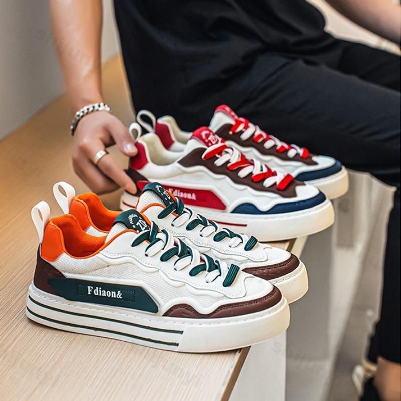 Fashion Men's 2025 Summer New Mesh Breathable Casual Sneakers Fashion Trend Comfortable Versatile Color Blocked Thick Soled Chunky Shoes