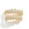 G001 Grillz de Hip Hop para Hombres y Mujeres Iced Out Latón Plateado/Dorado Brillante Juego Superior e Inferior Regalo
