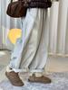 Louvre Winter Japanese Style Elastic Fleece Wide-Leg Balloon Pants - Women's Relaxed Fit