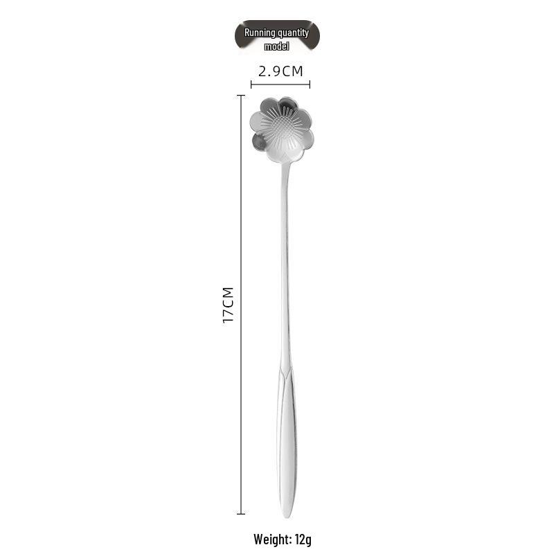 Cherry Blossom Stainless Steel Long Handle Coffee Spoon