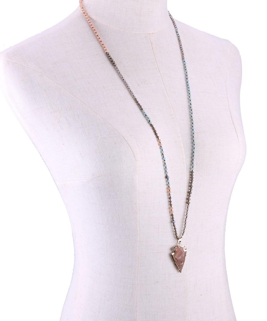 Collana KELITCH con Perle di Agata Opaca e Cristallo, Ciondolo Pietra Preziosa, Collana Lunga Statement per Donne (4 Ciondoli)