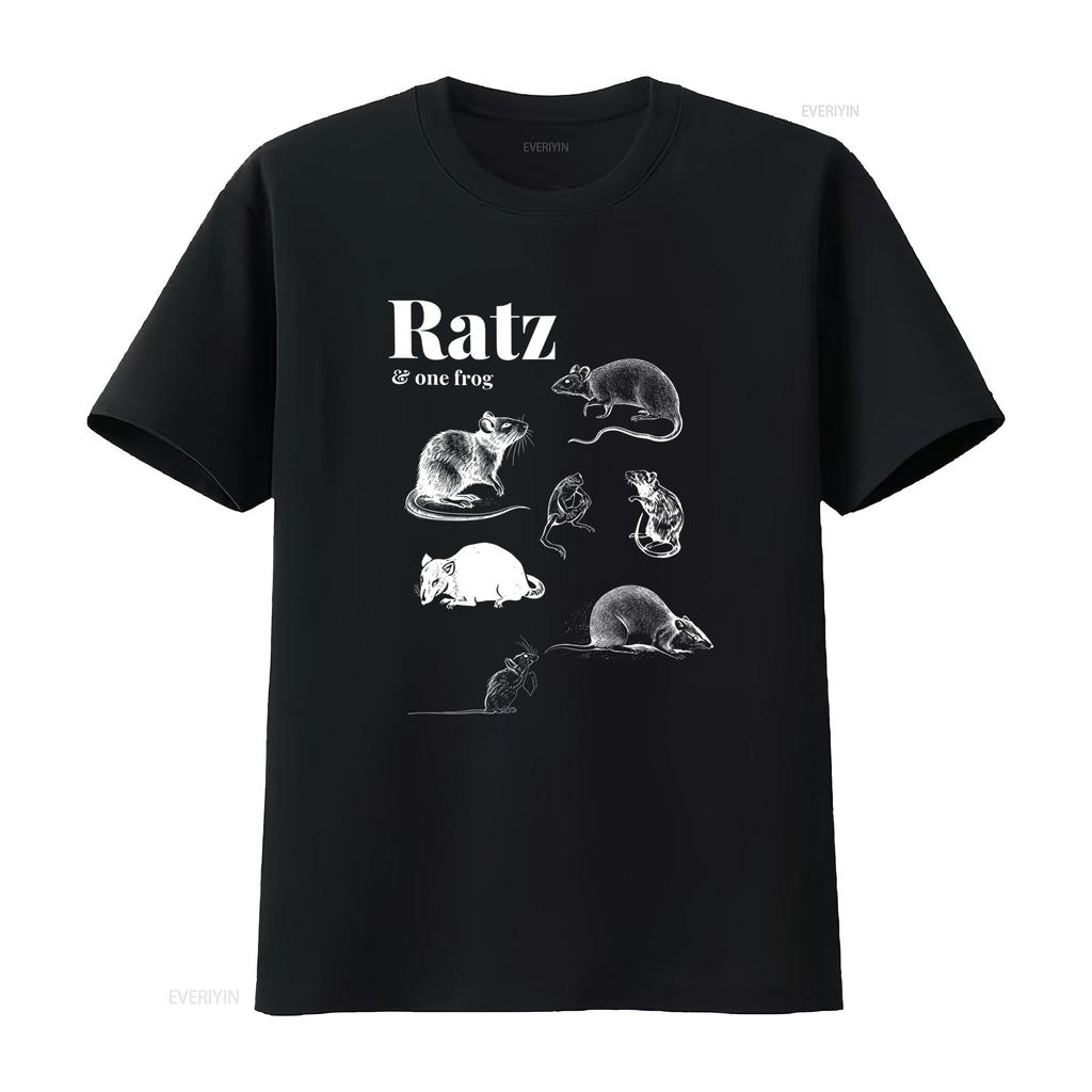 Garment Dyed T Shirt with Ratz One Frog Rat Pattern Print for Casual Fashion vintage Washed Soft designer clothes Stylish