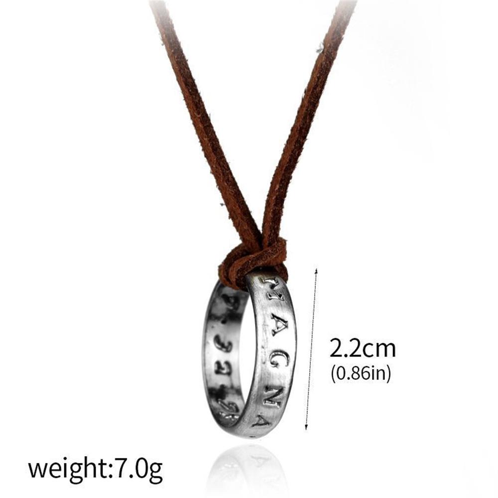 Uncharted 4 Nathan Drake Cosplay Vintage Necklace with Leather Cord Ring Ancient Pendant Jewelry Prop
