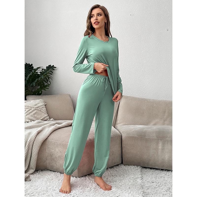 Milk Silk Loungewear Měkký a pohodlný dámský pyžamový oblek Dlouhý rukáv Dlouhé kalhoty