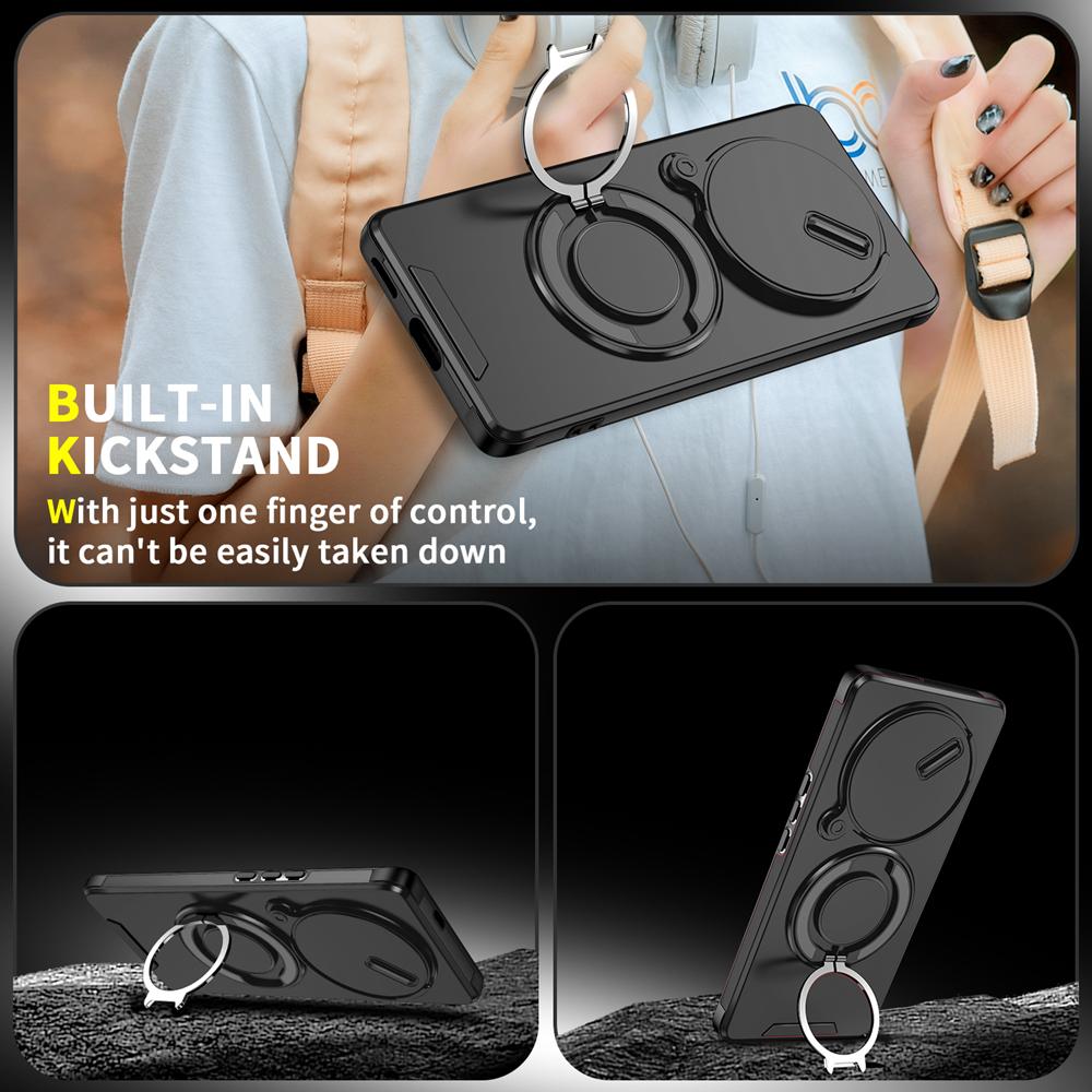 KEYSION 360° Ring Stand Phone Case for Honor X9b 5G X9A Slide Camera Protection Magnetic Shockproof Cover for Magic 5 6 Lite 5G