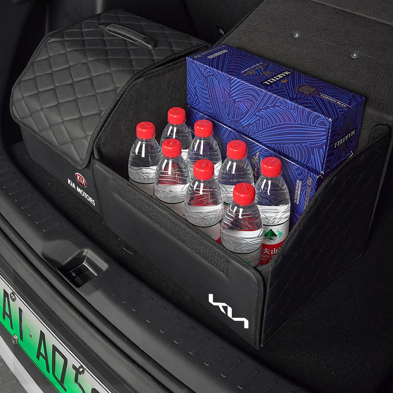 AABJO1 PU Leather Hard Board Car Boot Storage Box Toolbox For KIA Sportage Seltos Sorento K3 K4 Soul Carnival EV6 EV9 Carnival K5 Pegas