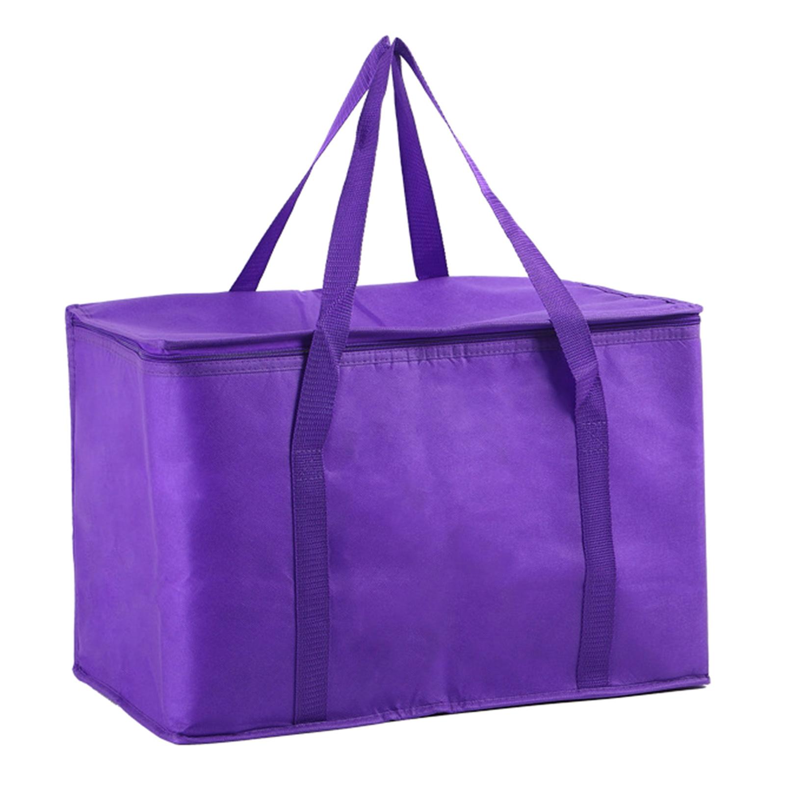 

Термоизолированная многоразовая продуктовая сумка, складная сумка для доставки еды с застежкой-молнией сверху для офисного обеда, кемпинга, барбекю фиолетовый