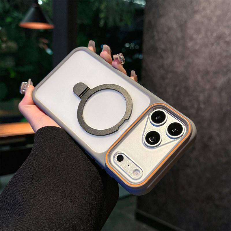 Ring Bracket Holder Matte Magnetic For Magsafe Frosted Phone Case For iPhone 17 Air 16 15 14 Plus 13 12 11 Pro Max Soft Bumper Cover