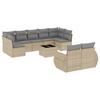 Vidaxl 10-Cz. Garden Furniture Set With Cushions, Beige, Poly Rattan