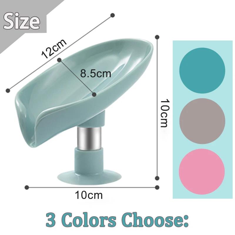New Leaf Shape Soap Box Drain Soap Holder Bathroom Accessories Suction Cup Soap Dish Tray Soap Dish for Bathroom Soap Container