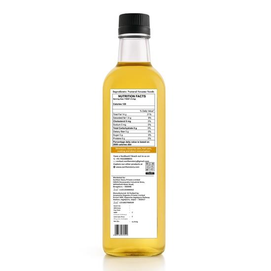 Earthen Story Cold Pressed Sesame Oil 1L – Unrefined | Til Oil | Chemical-Free | For Cooking, Hair, Massage| Rich In Antioxidants & Nutrients