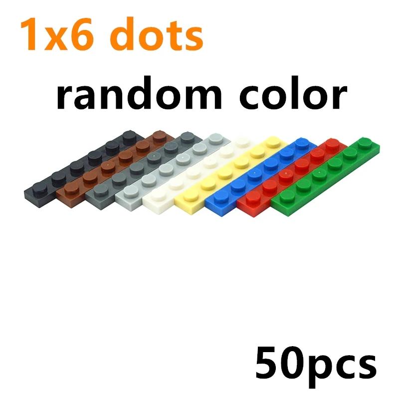 50Pcs DIY Building Blocks Thin Plate 1x6 Dots Classic Bricks Educational Creative Size Compatible With 3666 Toys for Kids