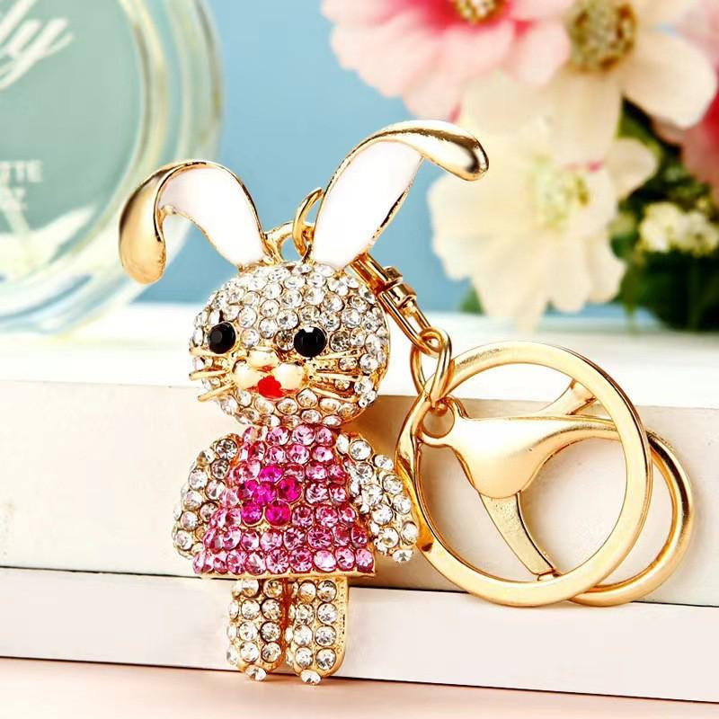 Colorful Rhinestone 3D Tiger Keychain and Metal Backpack Accessory