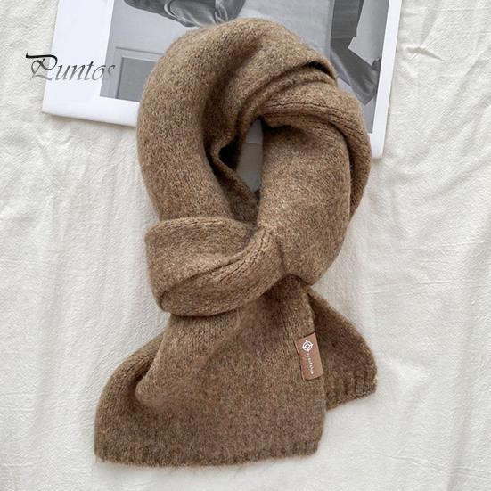 Women Scarf Winter Windproof Solid Color Soft Thick Knitting Keep Warm Cozy Unisex Korean Style Men for Outdoor