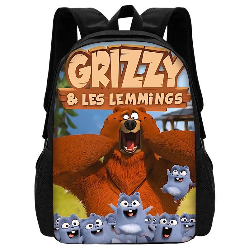 

GRIZZY AND THE LEMMINGS Child School Backpack with Shoulder Bag Pencil Bags School Bags for Boys Girls Best Gift