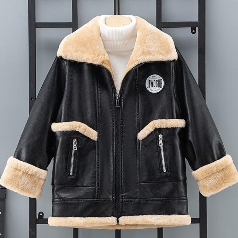 Boys' Leather Jackets for Fall/Winter: Children's Fleece-Lined, Thickened Leather Jackets