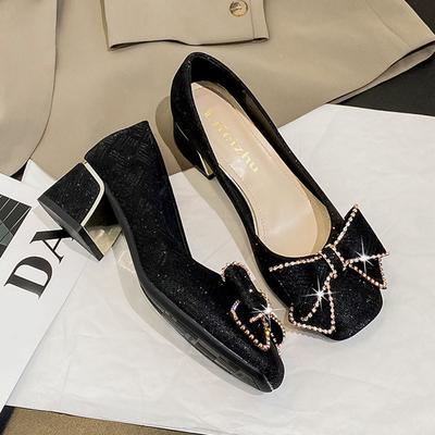 2024 Neue Schuhe für Damen Pumps Neu OL Frankreich Stil Funkelnde Schleife Lässige High Heels Schuhe Damen Partykleidschuhe