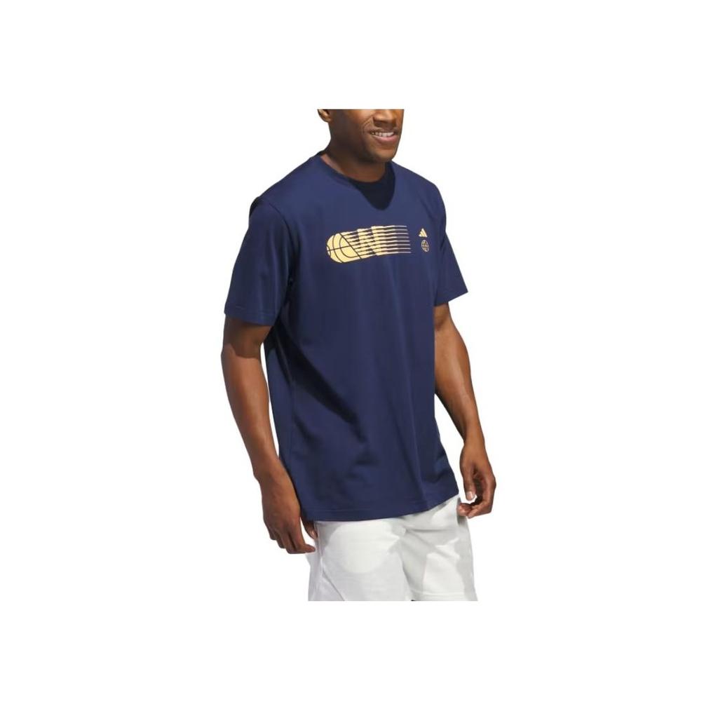 Adidas Worldwide Hoops City Graphic Tee Night Indigo Men Streetwear IN6380