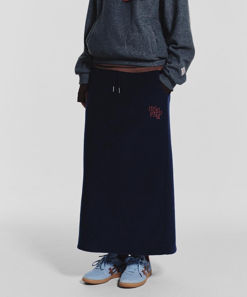 Minasu Terry Fleece Long Skirt_Navy