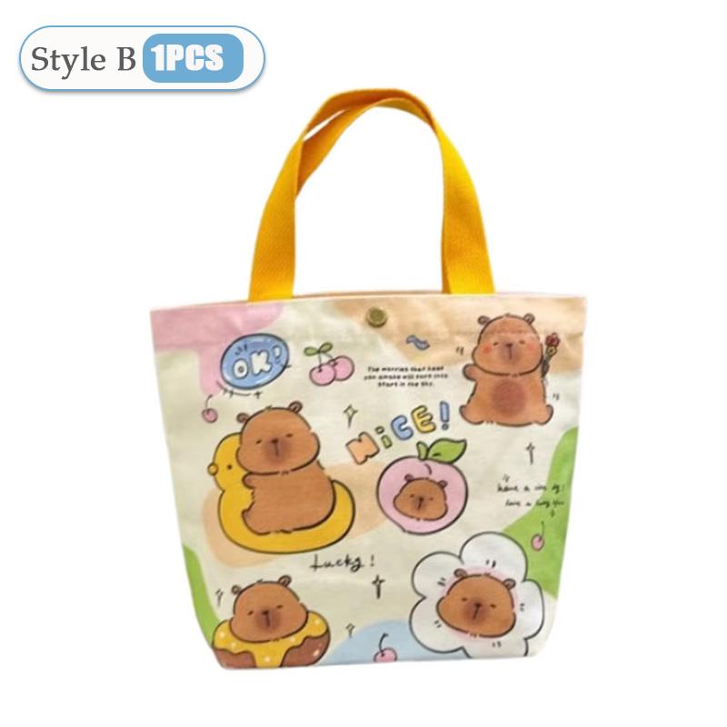 1-20PCS Cartoon Canvas Bag Novelty Tote Bag Kapibara Inner Daily Large Capacity Shoulder Bag Cartoon Capybara Kawaii Hand Bags