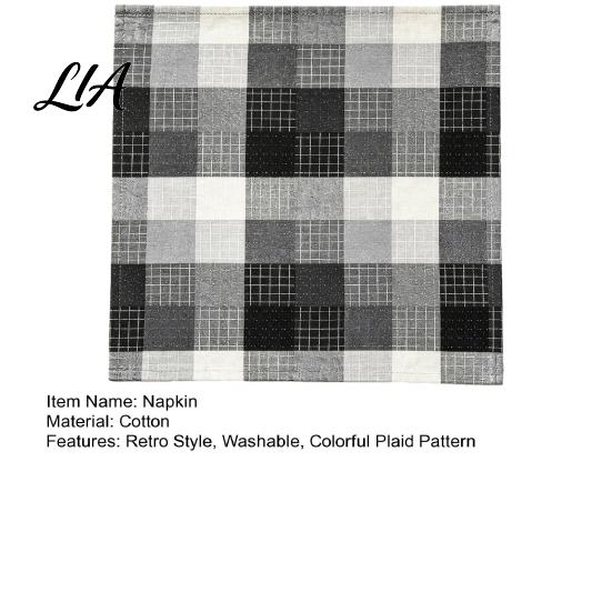 Foldable Napkins for Banquet Colorful Buffalo Check Napkin, Plaid Cotton Linen Retro Washable Cloth Christmas Napkin Dinner Table, Wedding, Party, 16