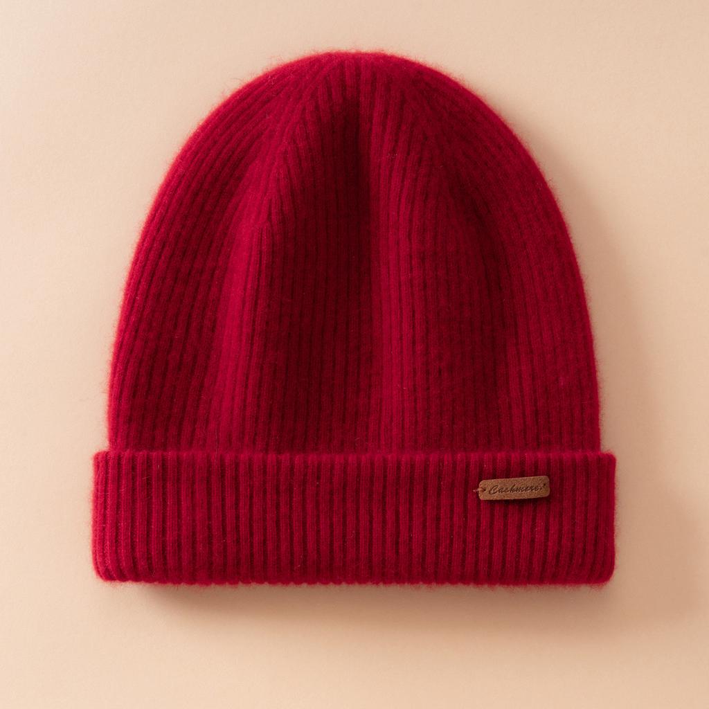One-line forming~% pure cashmere knitted hat for men and women, warm ears in autumn and winter, thickened and versatile Cashmere