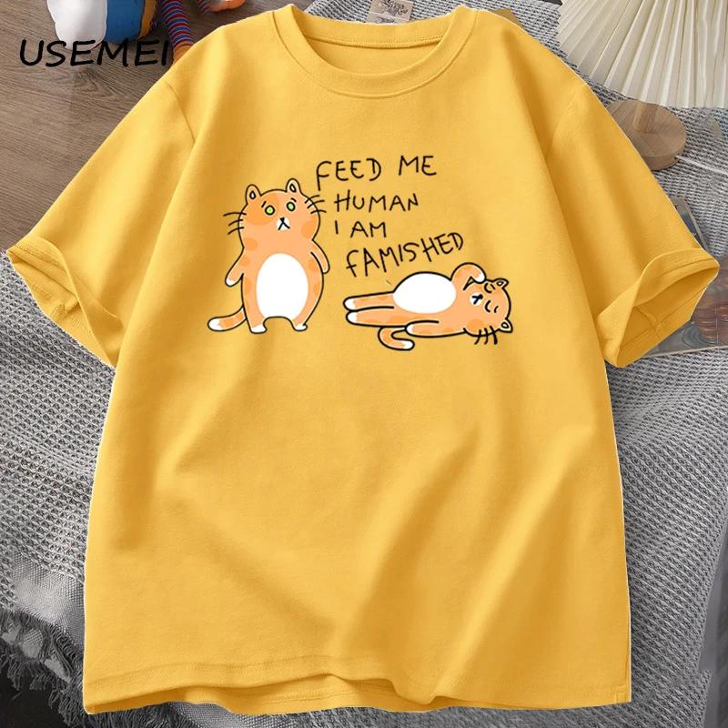 T-shirts Men Women Fuuny Cat Lovely Print T Shirt Summer Cotton Men's T-shirts Casual Harajuku Oversized Male Clothing Tees