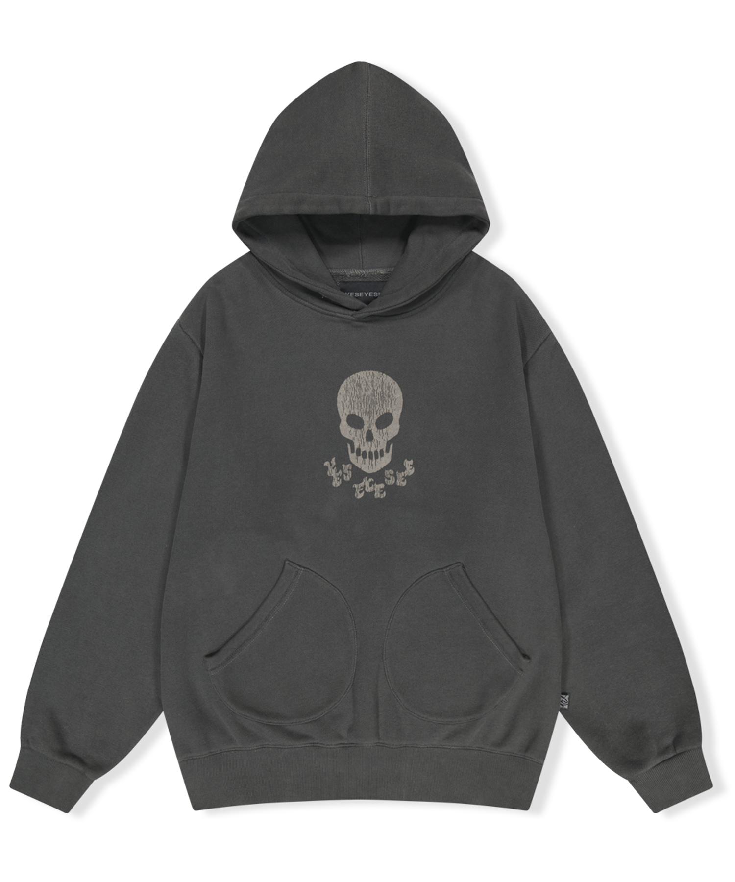 Yes Ic Y.E.S Skull Pigment Hoodie Charcoal M